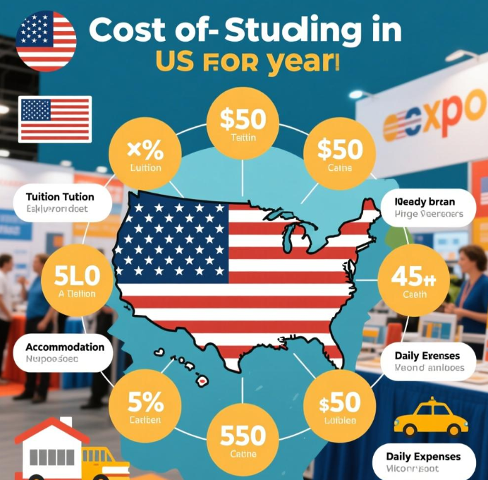 How much does it cost to study in the US for a year?